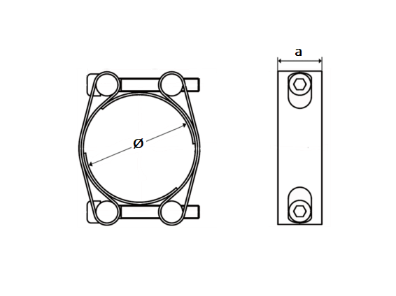 Complete hose clamp, electro zinc plated steel, Diameter range: 35-45mm