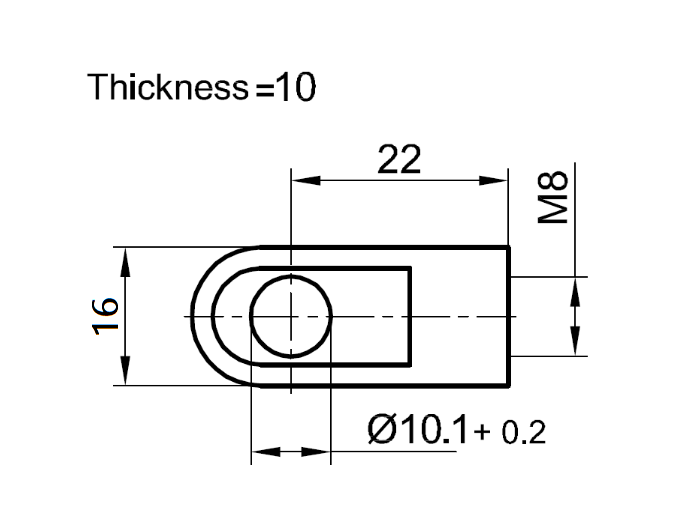 End Fitting, eyelet, steel, M8, L = 22 mm