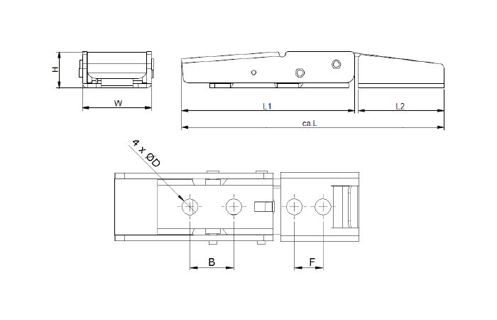 Toggle latch, steel, L=54, B=15, H=8, not adjustable
