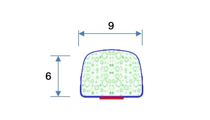 Expanded rubber with glue, square-profile, grey epdm, W=9, H=6