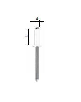 Blind rivet, open, dome head, aluminium, D=3, L=8, clamping range, min.=3