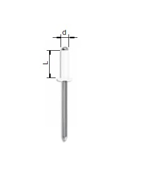 Blind rivet, open, dome head, aluminium, D=4, L=12, clamping range, min.=6,5