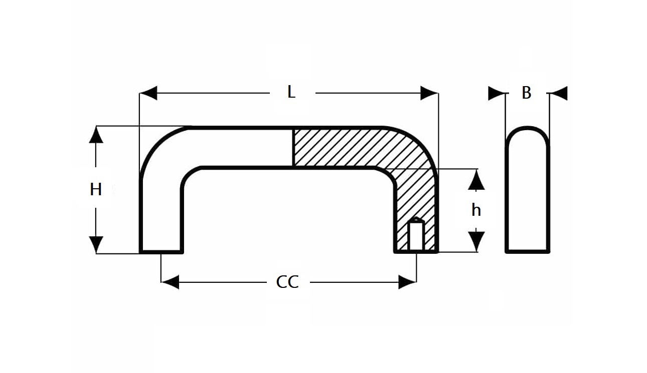 Bridge handle, aluminium, L=178, B=26, H=57