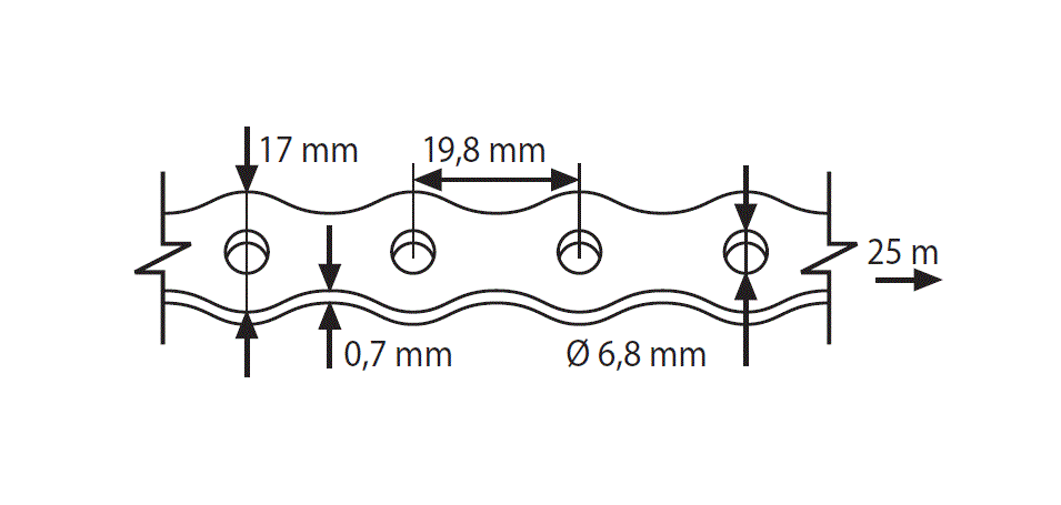Fixing band, steel, electro zinc plated, hole D=6,8