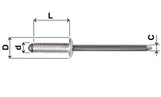 Blind rivet, grooved, dome head, aluminium, D=5, L=10