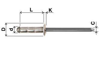 Blind rivet, multi, dome head, aluminium, D=3,2, L=11,5, clamping range, min.=4 Blind rivet, multi, dome head, aluminium, D=3,2, L=11,5, clamping range, min.=4