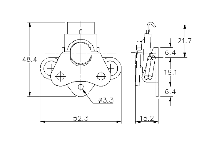 Rotary turn latch, stainless steel, L=48,4, B=52,3, H=15,2, uden hængelås