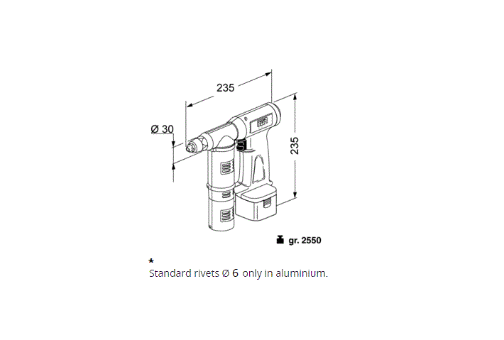 Riveting tool for blind rivets, battery driven, series EB 311