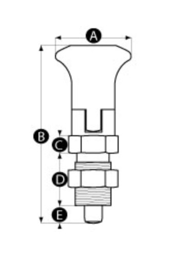 Index Plunger with rest, stainless steel, H = 51 mm, with locking nut 