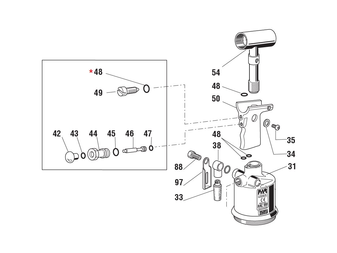 Accessories for riveting tools, O-ring , for series KJ & RAC