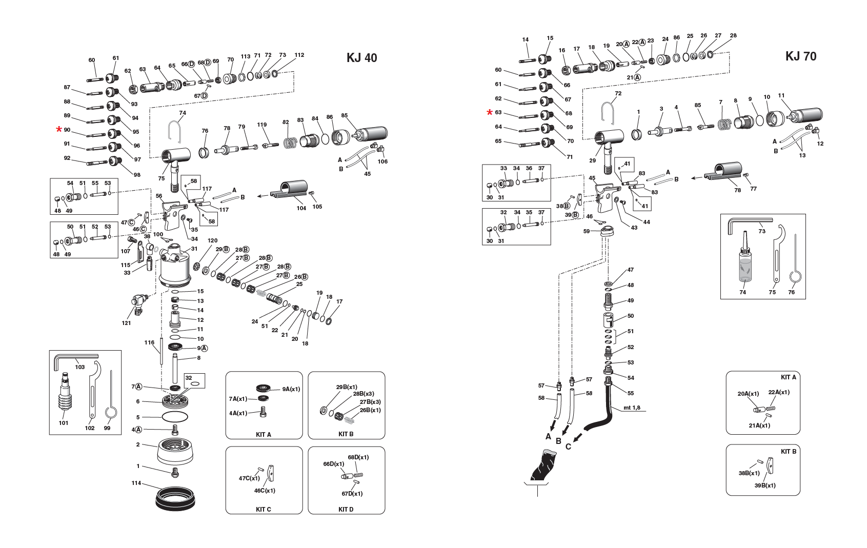 Accessories for riveting tools, Tie rod, M6, for series KJ 40/50/70