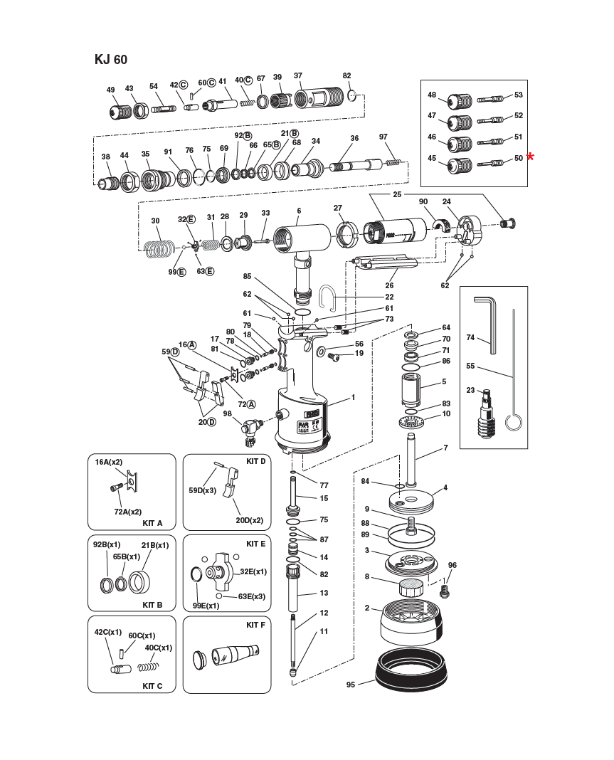 Accessories for riveting tools, Tie rod, M3, for series KJ 60