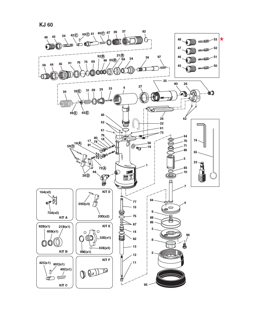 Accessories for riveting tools, Tie rod, M6, for series KJ 60