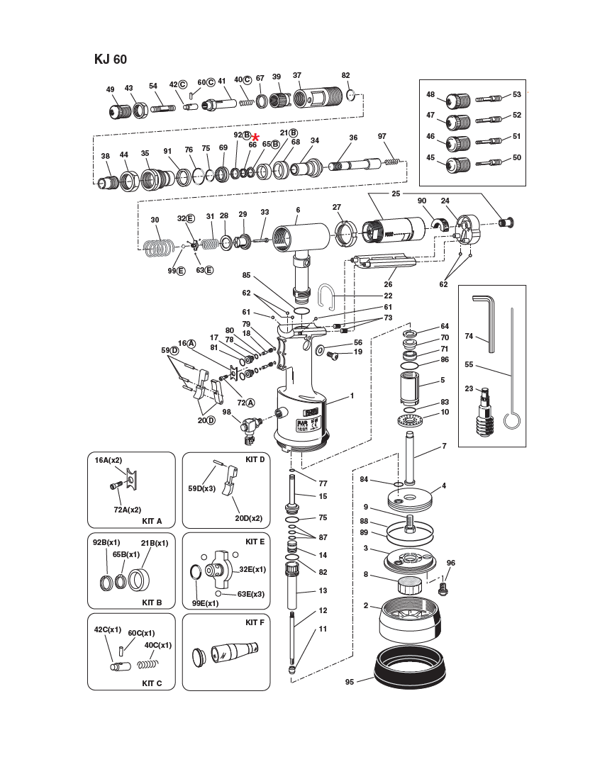 Accessories for riveting tools, Seeger ring, SW 11, for series KJ 60