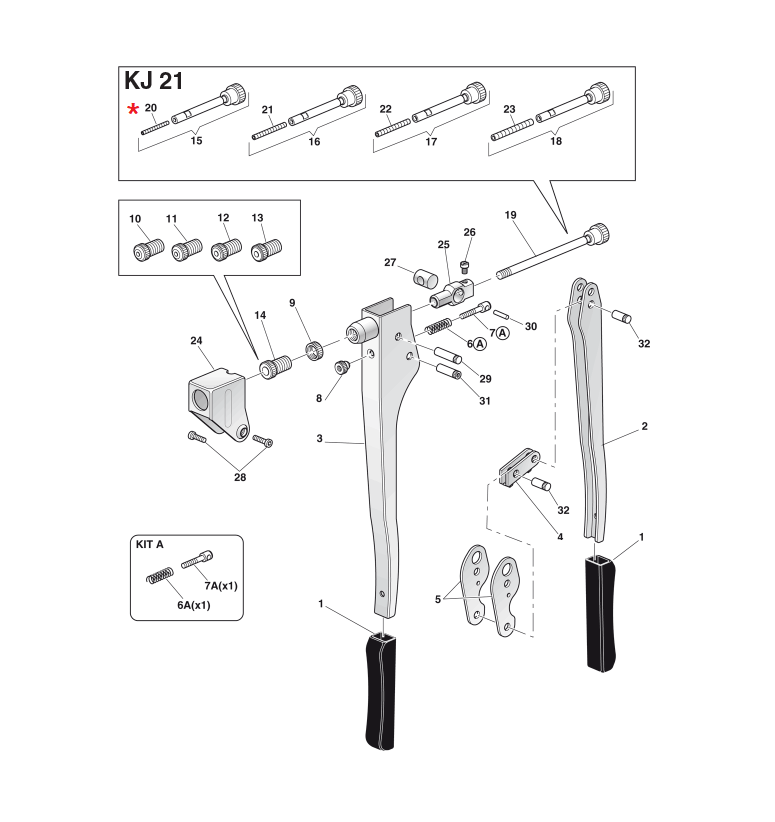 Accessories for riveting tools, Screw, M3x30mm, for series KJ 21