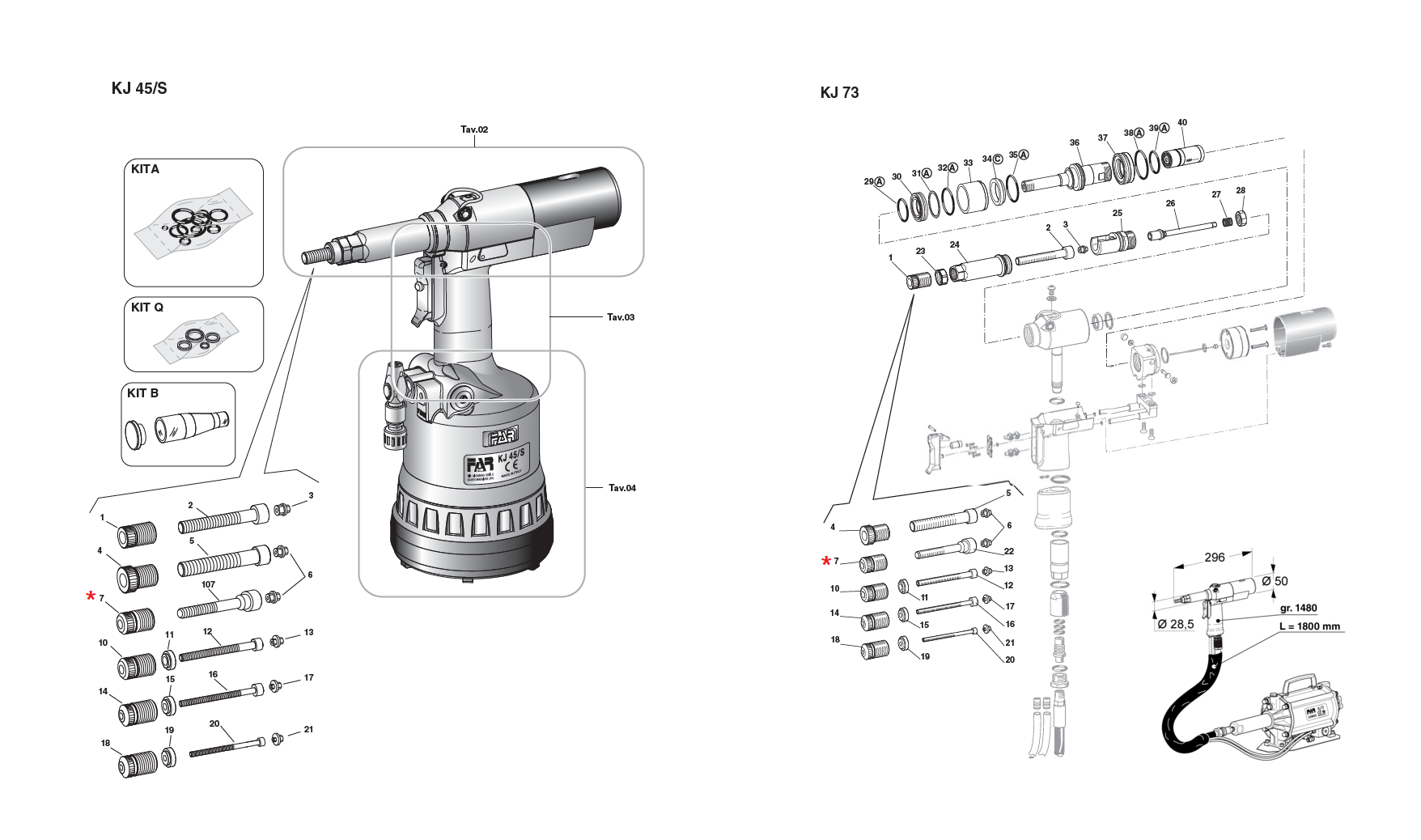 Accessories for riveting tools, Head, M8, for series KJ 45S/73