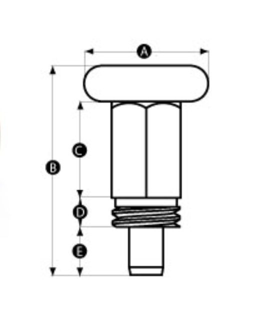 Index Plunger without rest, steel, H = 30 mm, without locking nut 