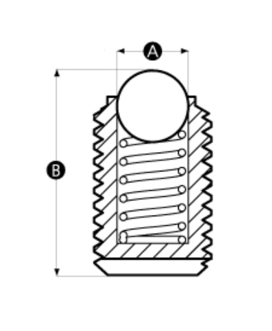 Ball index plunger, steel, H = 10 mm, thread = M4
