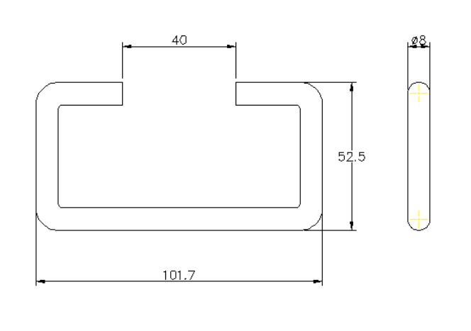 Handles, steel, H= 52,5 mm, B= 101,7 mm, breakage load = 100 kg