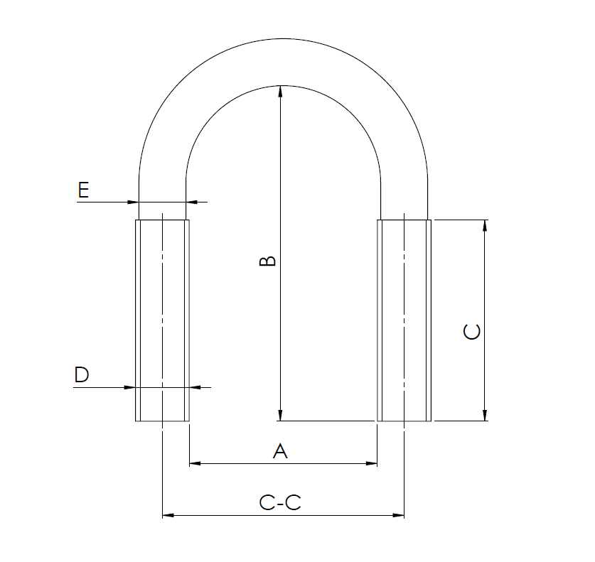 Tube clamp, acid proof stainless steel, M6x25mm, IW=14mm, IH=32mm