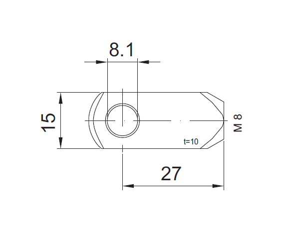 End Fitting, eyelet, steel, M8, L = 27 mm