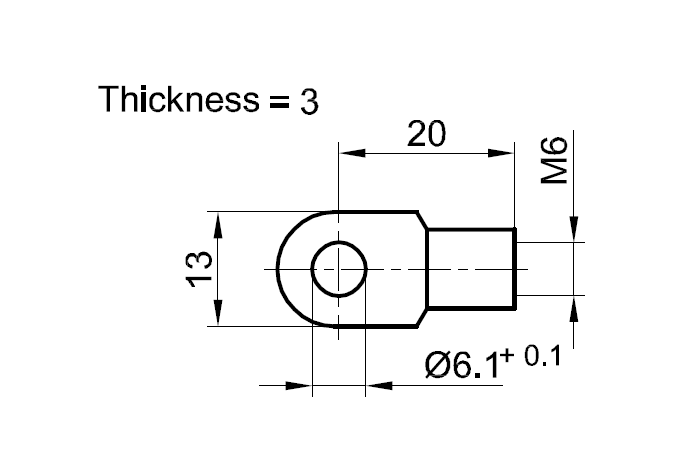 End Fitting, eyelet, steel, M6, L = 20 mm