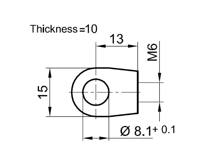End Fitting, eyelet, die-cast zinc, M6, L = 13 mm