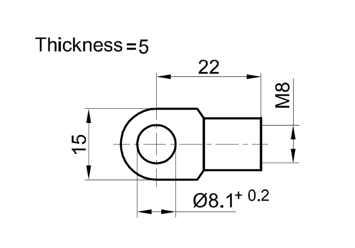 End Fitting, eyelet, steel, M8, L = 22 mm