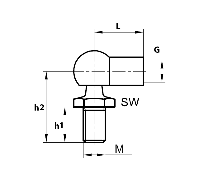 End Fitting, angle joint, stainless steel, M8, L = 35 mm