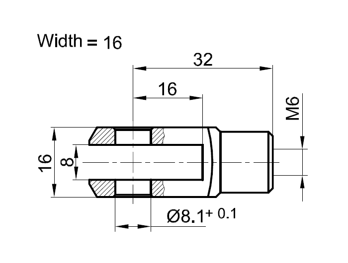 End Fitting, clevis joint, steel, M6, L = 32 mm