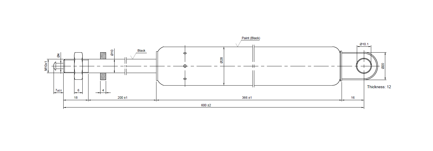 Blocklift, steel, force = 200 N, stroke = 200 mm, M10x1,0