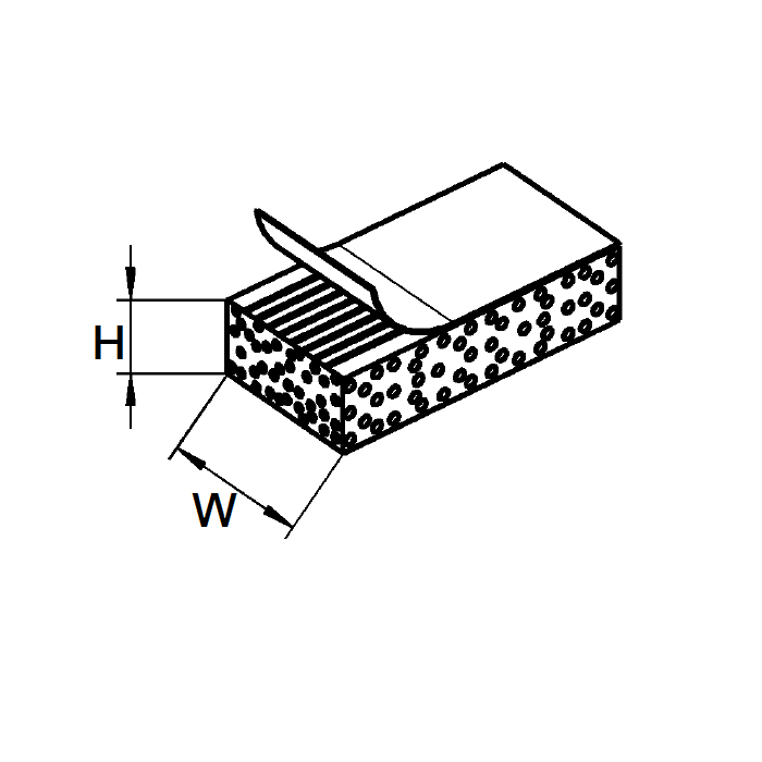 Expanded rubber with glue, square-profile, black epdm+neoprene, W=20, H=15