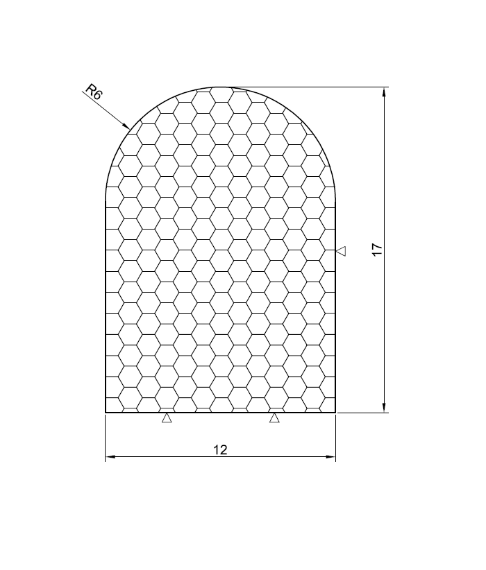 Expanded rubber without glue, d-profile, black epdm, W=12, H=17