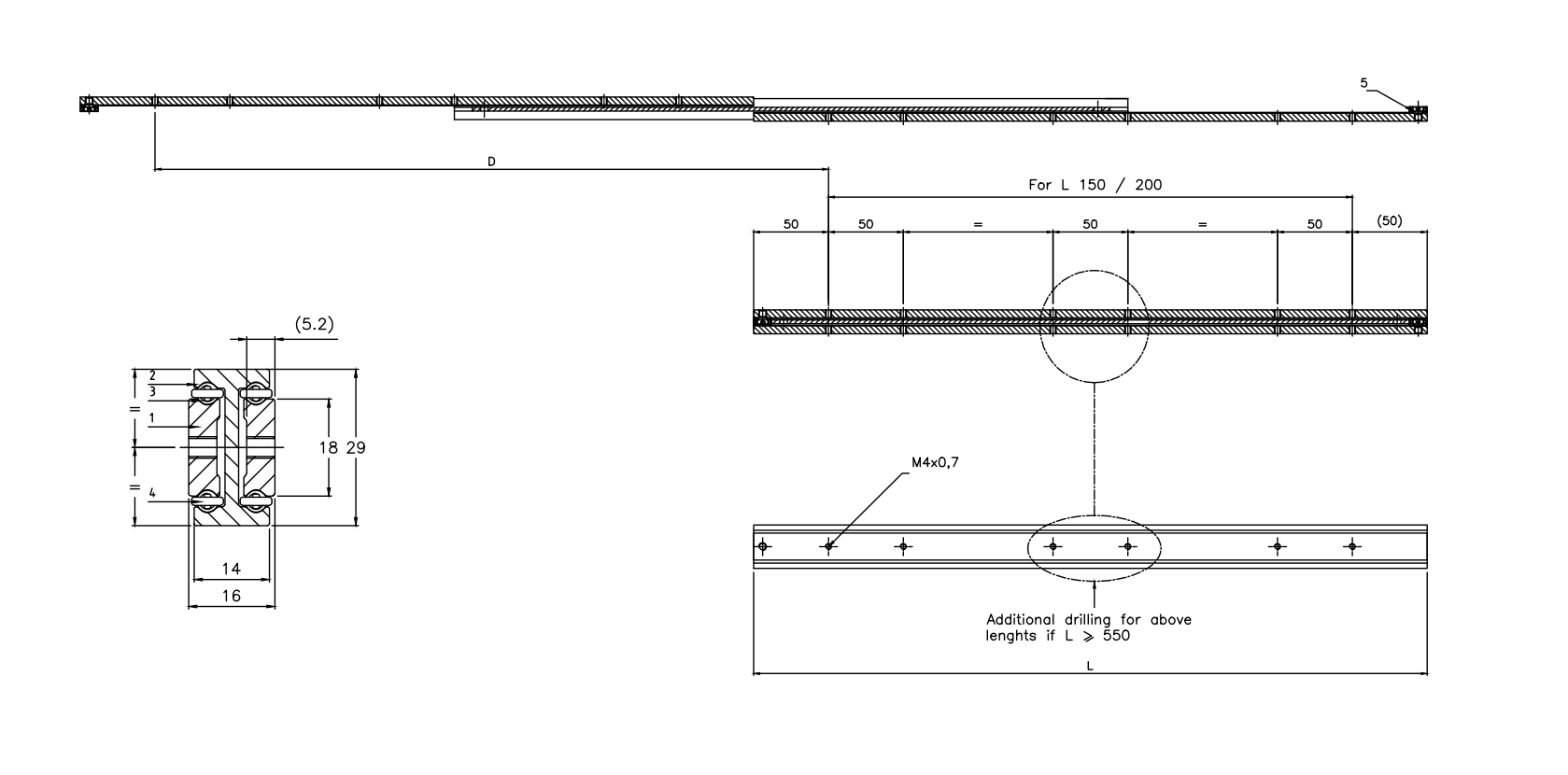 Drawer Slide, steel, extension lenght  =800 mm and load capacity of 98 kg