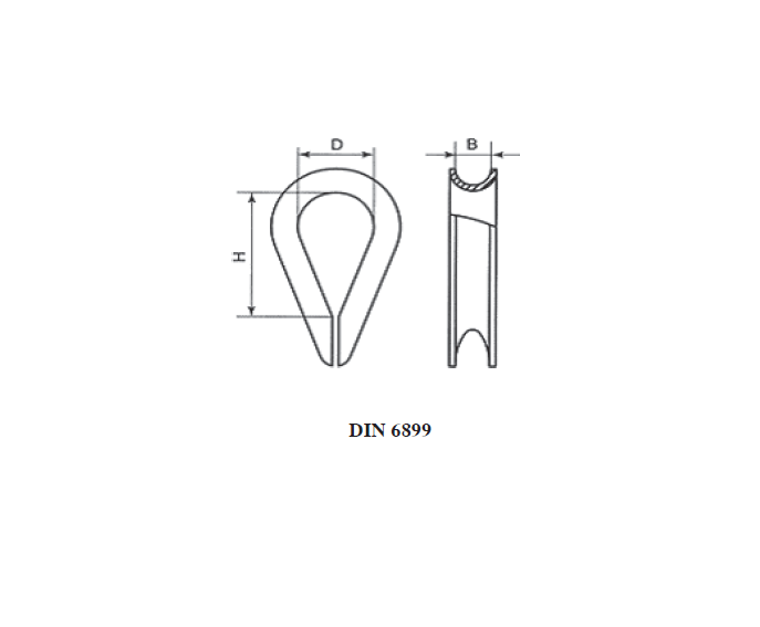 Thimble, stainless steel, D=14, for wire diameter = 5mm