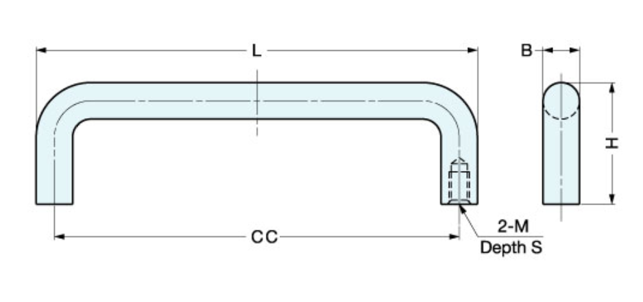 Bridge handle, stainless steel, L=109, B= 9, H= 30