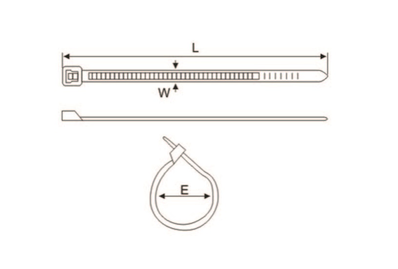 Cable tie, polyamide, Natural, L=150mm , B=3,5mm