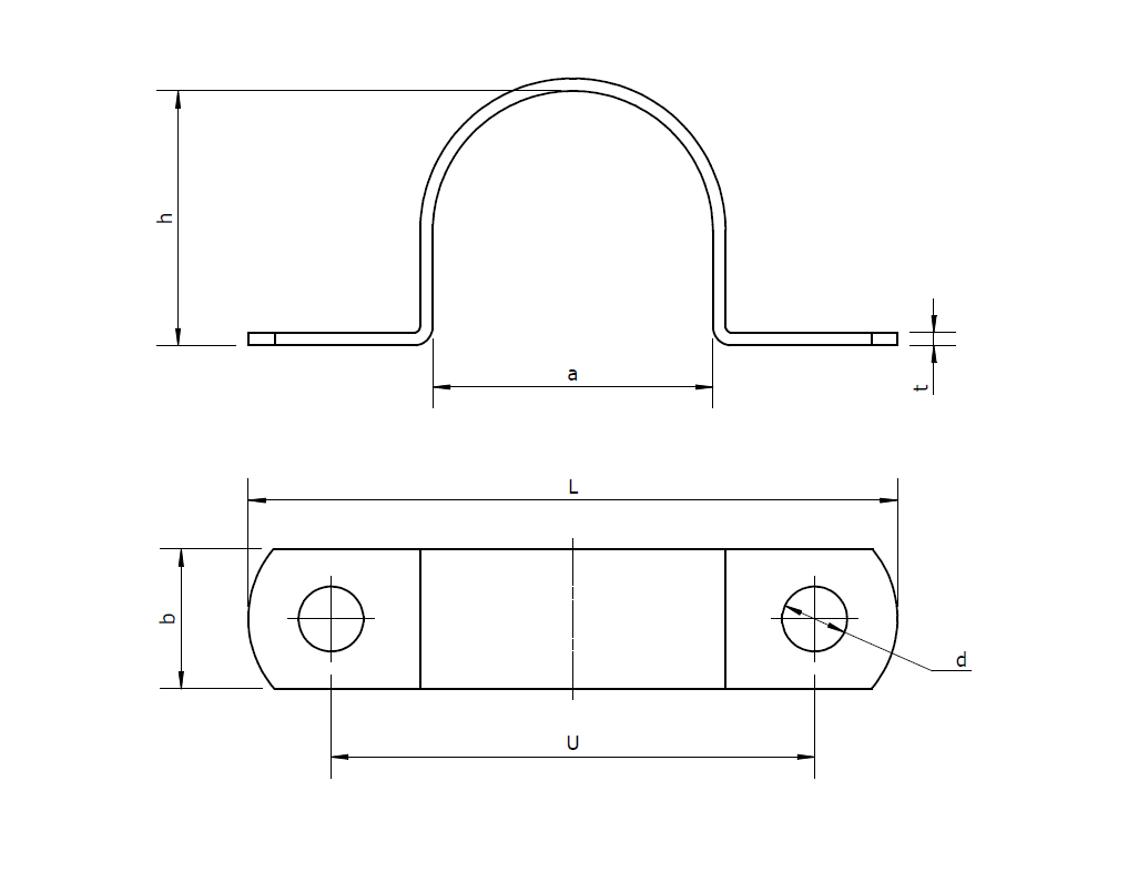 Cable clamp, stainless steel, two mounting flaps, D=28mm, H=26mm, L=62,4mm, B=14mm