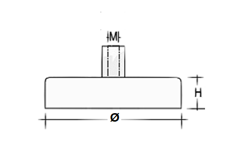 Pot magnet, circular, M8, H=14mm , F=350N