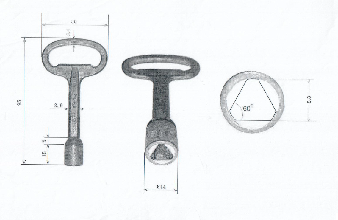 key, die-cast zinc, triangular 8, L=95