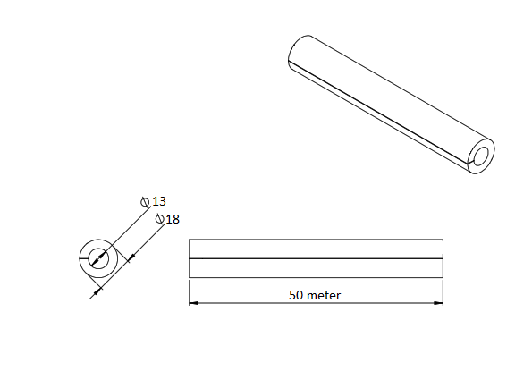 Hose, pvc, reinforced, outer d=18, inner d=13, thickness=2,5