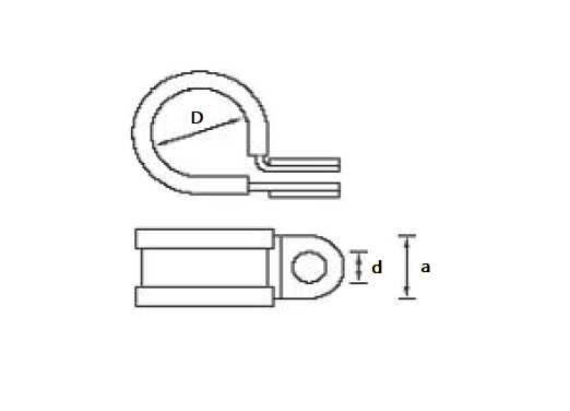 Rubber clamp with rubber inlay, stainless steel, D=12mm, B=13mm