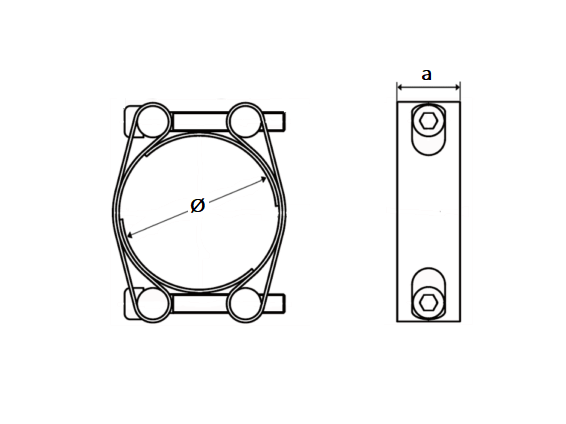 Complete hose clamp, acid proof stainless steel, Diameter range: 85-95mm