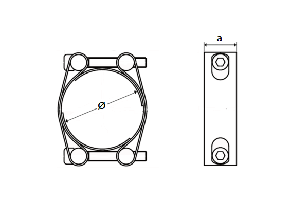 Complete hose clamp, acid proof stainless steel, Diameter range: 100-110mm