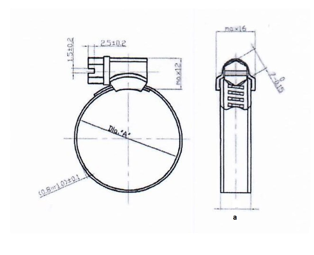 Complete hose clamp, acid proof stainless steel, Diameter range: 104-138mm, torque= 5,2Nm