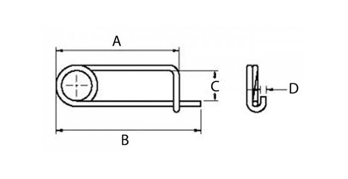 Closed sealing pin, electro zinc plated steel, L=47,1mm, H=12mm, tread diameter=1,66mm