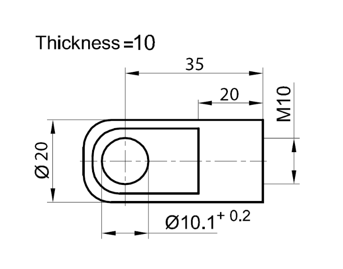 End Fitting, eyelet, steel, M10, L = 35 mm