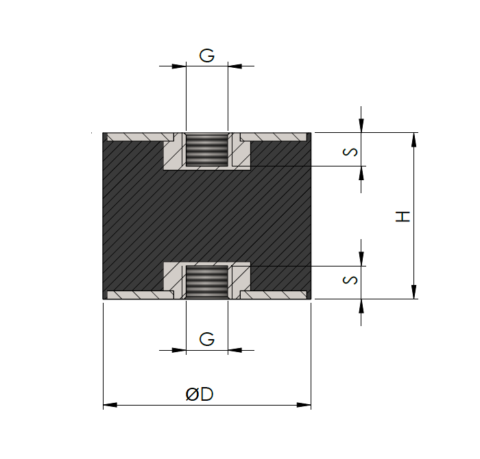 Vibration Dampers, Neoprene, Ø=20, H=15, 
