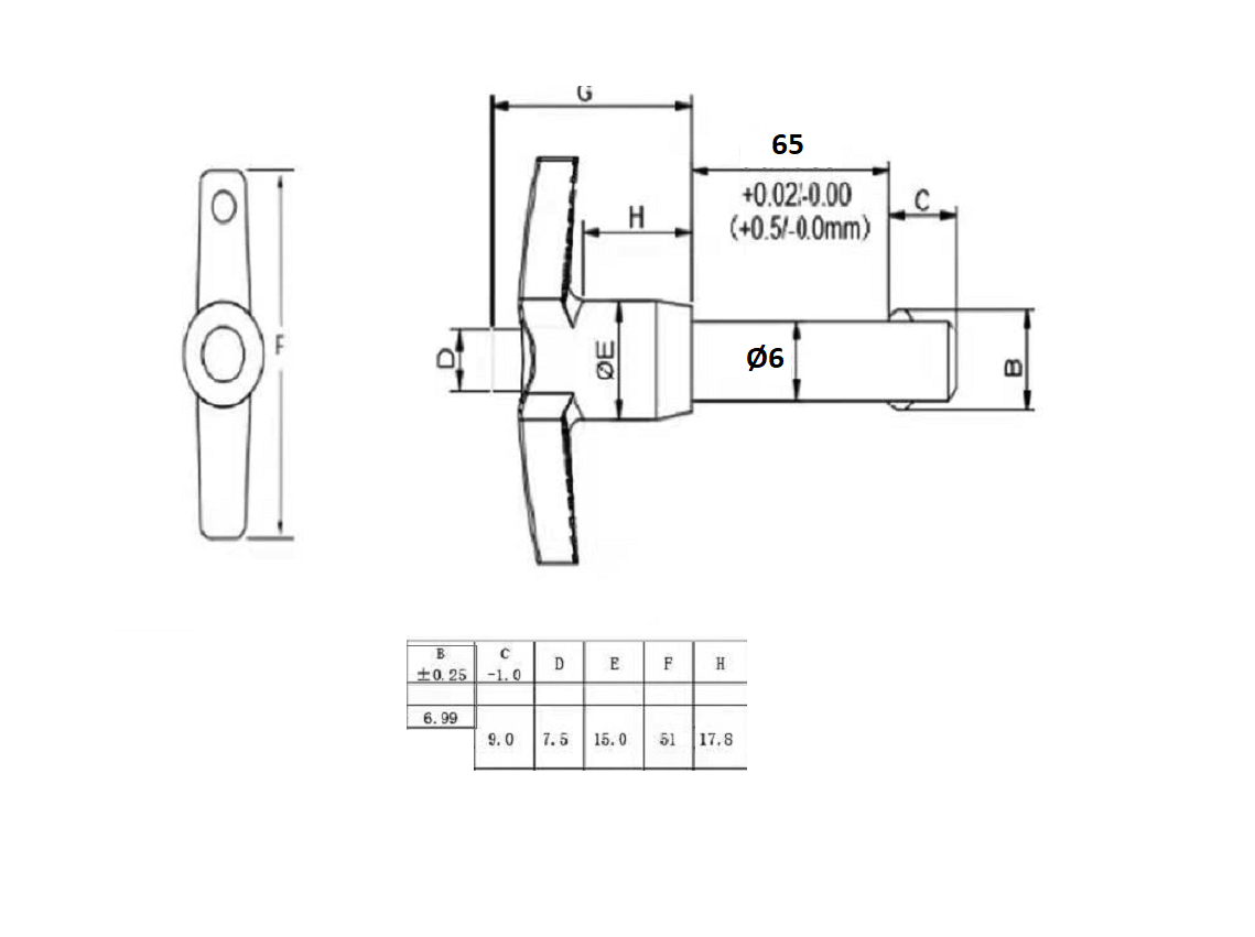 Ball lock pin with t-handle, stainless steel, pin diameter = 6mm, height = 65mm