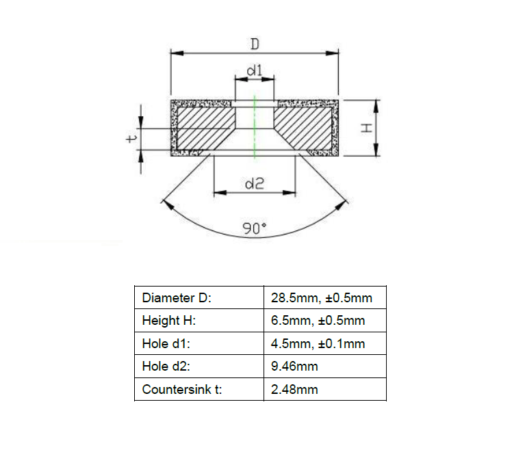 Rubber molded magnet, circular, H=6,5mm , F=59N